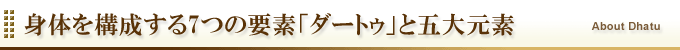 身体を構成する7つの要素「ダートゥ」と五大元素